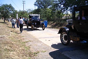Vintage cars on way to Mormon Tavern