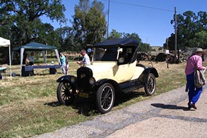 Old ford parked along side of the historic Lincoln Highway