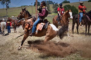 Pony Express rider standing by